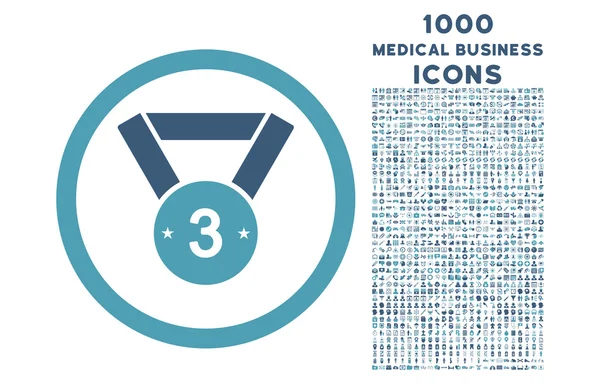 Третя медаль кругла ікона з 1000 бонусними іконками — стокове фото