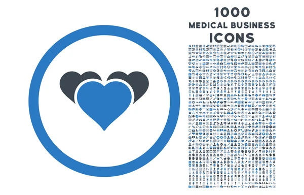 Herzfavoriten rundeten Icon mit 1000 Bonussymbolen ab — Stockfoto