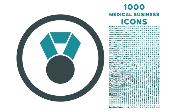 Medalla de Logro Icono Redondeado con 1000 Iconos de Bono —  Fotos de Stock