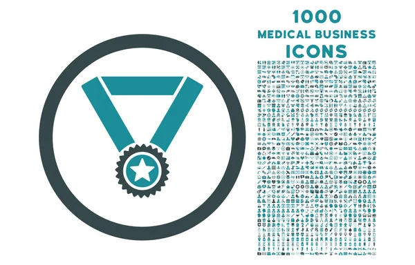 Ganador Medalla Icono Redondeado con 1000 Iconos de Bono —  Fotos de Stock