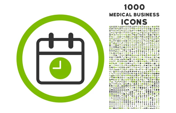Datum und Uhrzeit abgerundetes Symbol mit 1000 Bonussymbolen — Stockfoto
