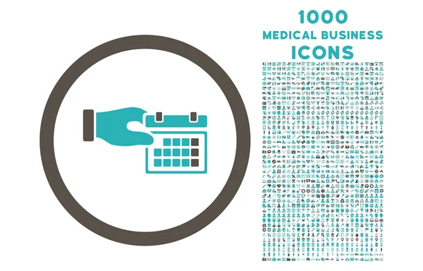 Kalendereigenschappen afgerond pictogram met 1000 Bonus pictogrammen — Stockfoto