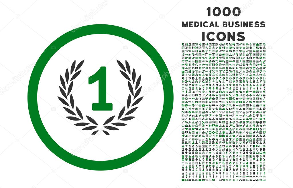 Win Emblem Rounded Icon with 1000 Bonus Icons