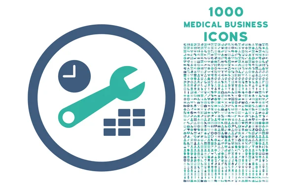 Datum och tid konfiguration rundade ikonen med 1000 Bonus ikoner — Stockfoto