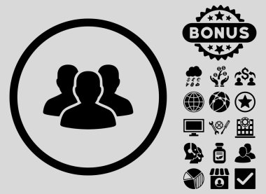 Bonus ile Kullanıcı grubu düz glif simgesi