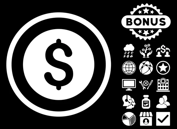 Dolar Coin płaskie glifów ikona z Bonus — Zdjęcie stockowe