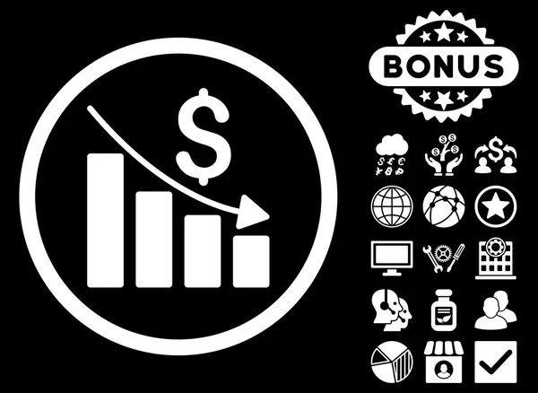 Recession diagram platt Glyph ikonen med Bonus — Stockfoto