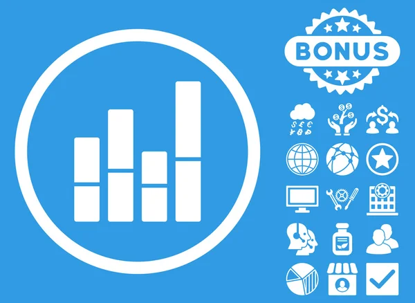 Gráfico de barras Glifo plano Icono con Bono — Foto de Stock