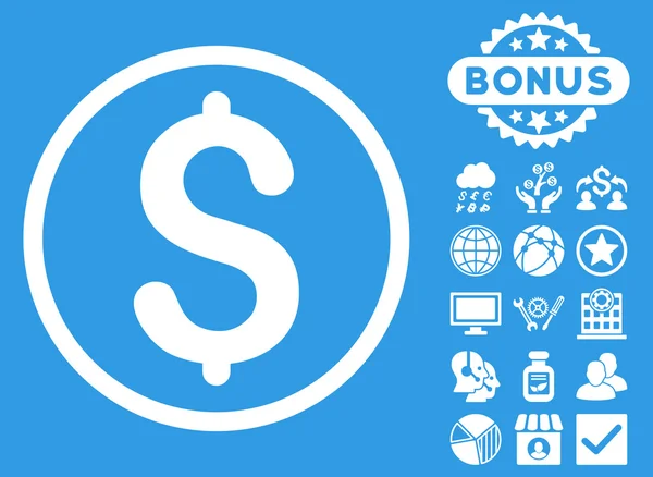 Dollar platte Glyph pictogram met Bonus — Stockfoto