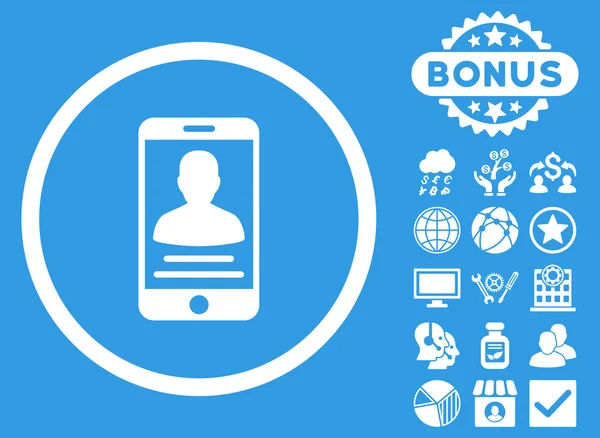 Mobilkonto platt Glyph ikonen med Bonus — Stockfoto