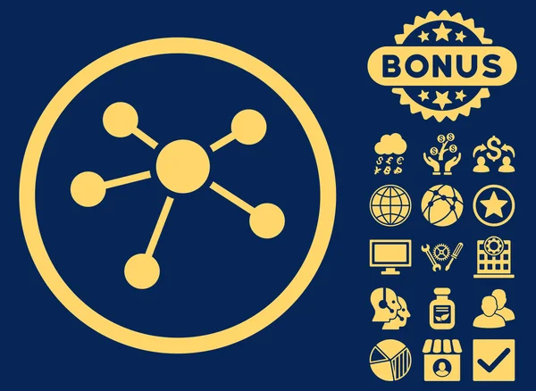 Ikony połączenia płaski glif z Bonus — Zdjęcie stockowe