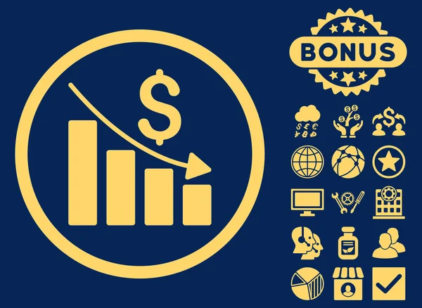 Recession Chart Flat Glyph Icon with Bonus