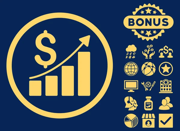 Icono de glifo plano de crecimiento de ventas con bono — Foto de Stock