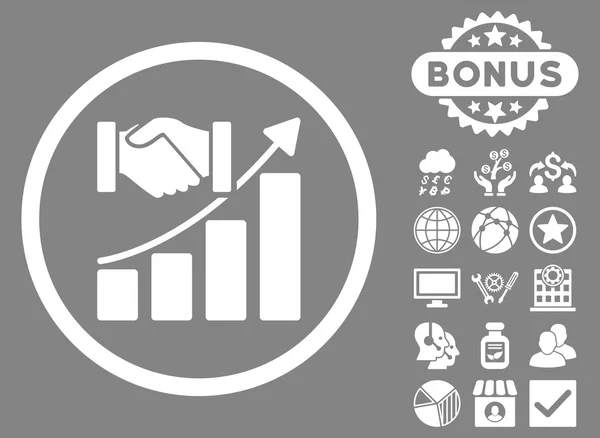 Icono de glifo plano de crecimiento de adquisición con bono — Foto de Stock