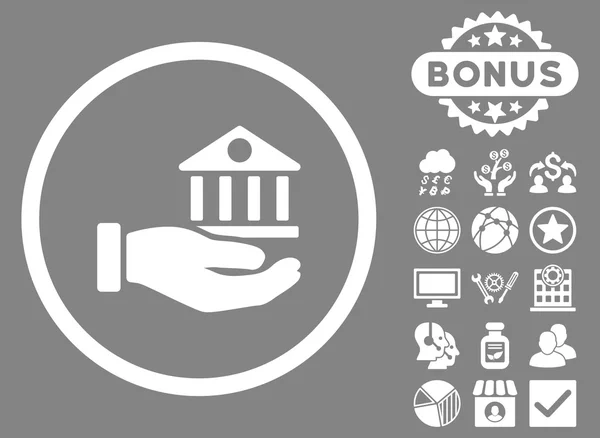 Bank Service Hand Flat Glyph Icon med Bonus – stockfoto