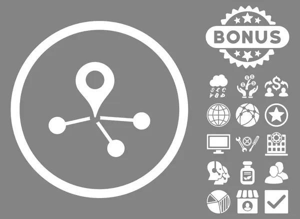 Geo network flat glyph icon mit bonus — Stockfoto