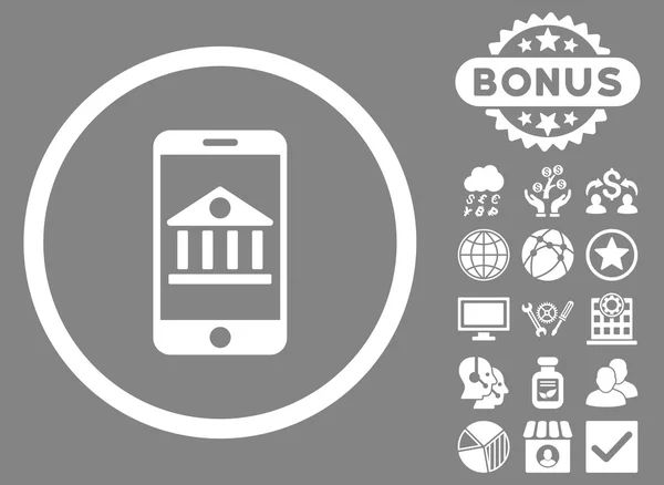 Mobilbanken platt Glyph ikonen med Bonus — Stockfoto