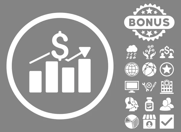 Értékesítési diagram lapos karakterjel ikon bónusz — Stock Fotó