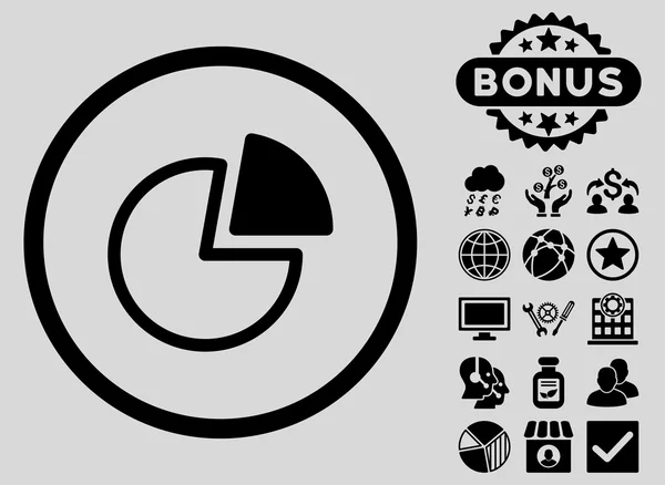Wykresy kołowe płaskie glifów ikona z Bonus — Zdjęcie stockowe