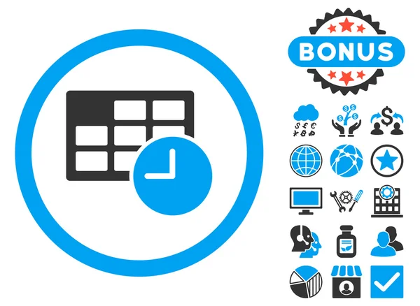 Datum en tijd platte Vector Icon met Bonus — Stockvector