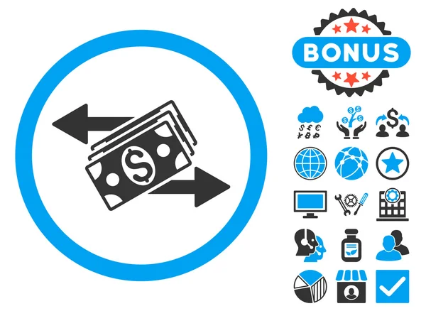 Dollar biljetten betalingen platte Vector Icon met Bonus — Stockvector