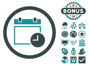 Bonus ile tarih ve saat düz vektör simgesi