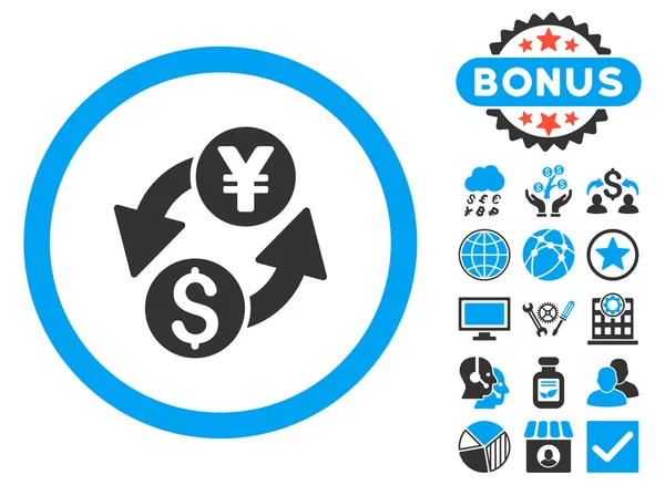 Dolar Yen wymiany płaskie wektor ikona z Bonus — Wektor stockowy