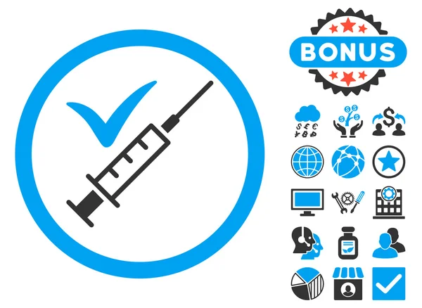 Provedeno očkování plochý vektorové ikony s bonusem — Stockový vektor