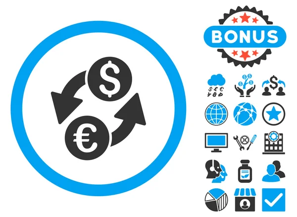 Euro Dolar wymiany płaskie wektor ikona z Bonus — Wektor stockowy