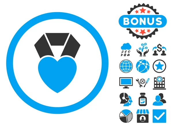 Premio Corazón plana Vector icono con bonificación — Vector de stock