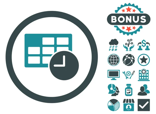 Datum en tijd platte Vector Icon met Bonus — Stockvector