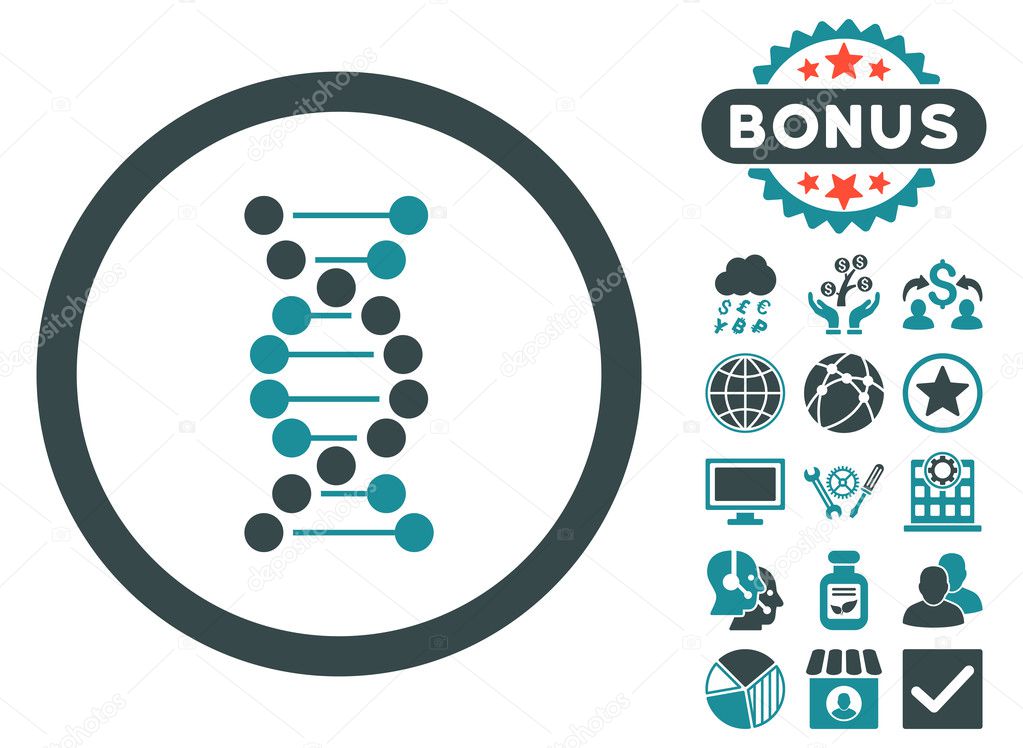 DNA Flat Vector Icon with Bonus