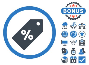 Etiketi düz vektör simgesi Bonus ile indirim