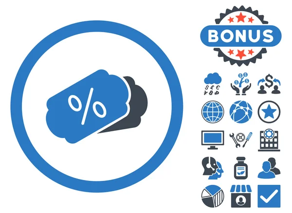 Купони зі знижкою Плоска Векторна піктограма з бонусом — стоковий вектор