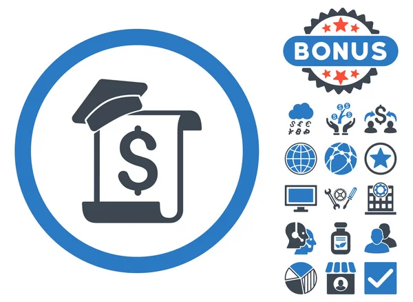 Factura de Educación Icono de Vector Plano con Bonus — Vector de stock