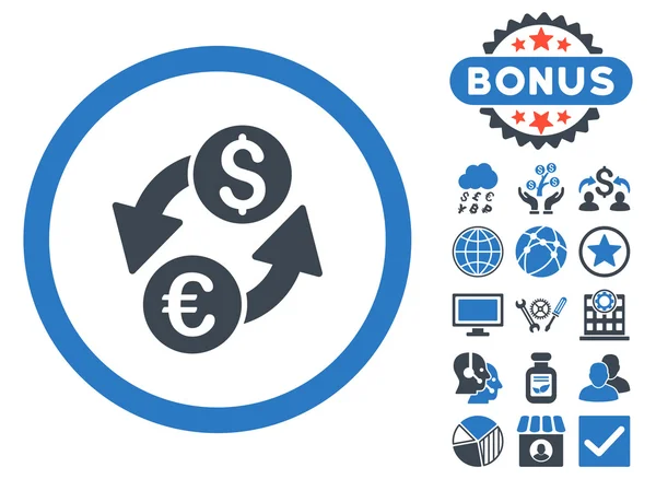 Euro Dollar Exchange platt vektor-ikonen med Bonus — Stock vektor