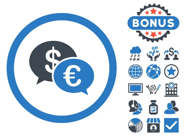 Euro Transacciones plano Vector Icono con Bono — Vector de stock