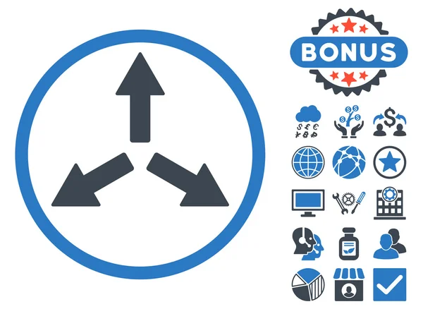 Vouw pijlen platte Vector Icon met Bonus — Stockvector