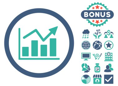 Bonus ile çubuk grafik eğilim düz vektör simgesi
