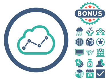 Bonus ile bulut Analytics düz vektör simgesi