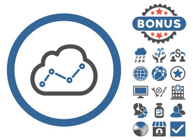 Bonus ile bulut Analytics düz vektör simgesi