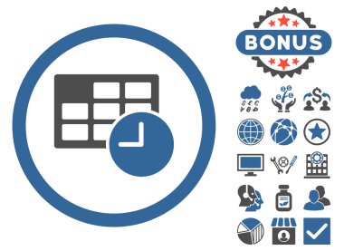 Bonus ile tarih ve saat düz vektör simgesi