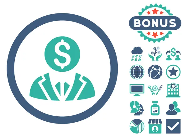 Bankier platte Vector Icon met Bonus — Stockvector