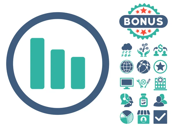 Stapeldiagram minskning platt vektor ikon med Bonus — Stock vektor