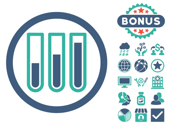 Bloedonderzoek buizen platte Vector Icon met Bonus — Stockvector