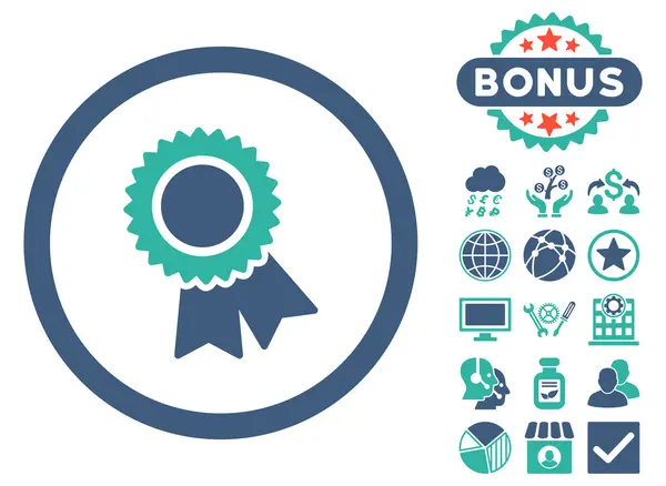 Certificering platte Vector Icon met Bonus — Stockvector