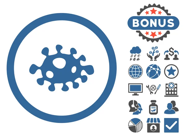 Icône de vecteur plat de bactéries avec le boni — Image vectorielle
