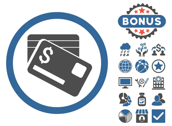 Carte bancaire Icône Vecteur Plat avec Bonus — Image vectorielle