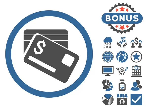 Bank kaarten platte Vector Icon met Bonus — Stockvector