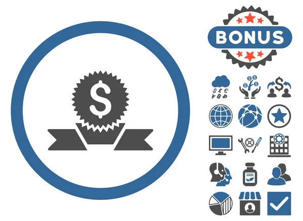 Bankovní Award plochý vektorové ikony s bonusem — Stockový vektor